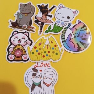 Bundle of 6 Cat Stickers